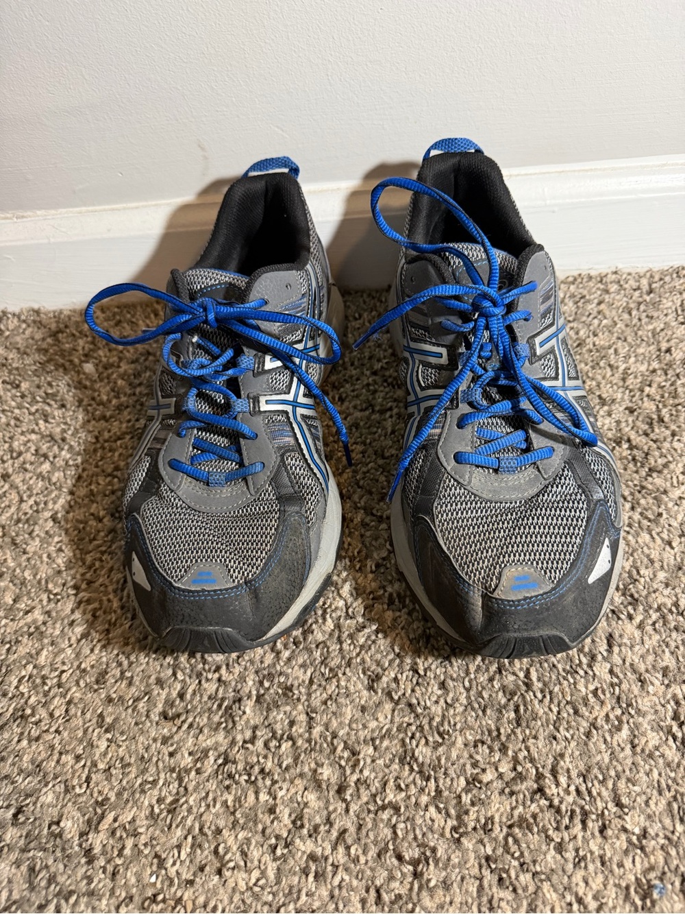 Asics Gray and Blue Men's Athletic Sneakers